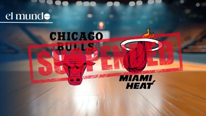 The NBA postpones the Chicago Bulls vs Miami Heat game due to moisture on the United Center court