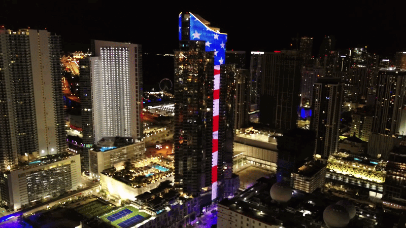 Memorial Day Miami Skyscraper Light Display Honors Fallen Heroes